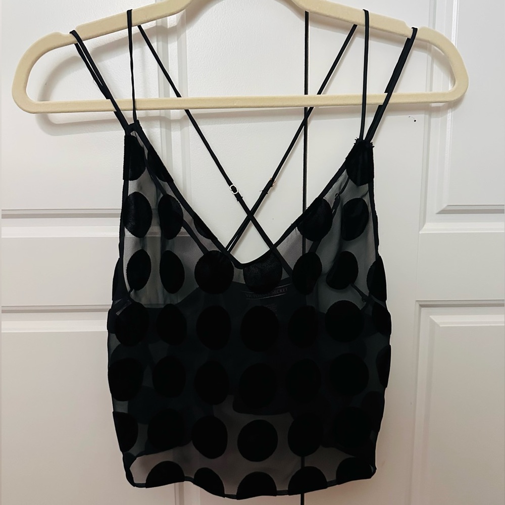 Victoria's Secret Black Sheer Polka Dot Camisole